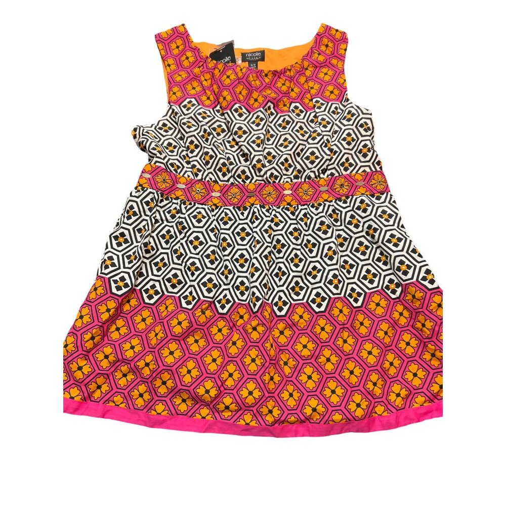 Nicole Miller Multicolor Geometric Floral Print Sleeveless Shirt Sz M NWT